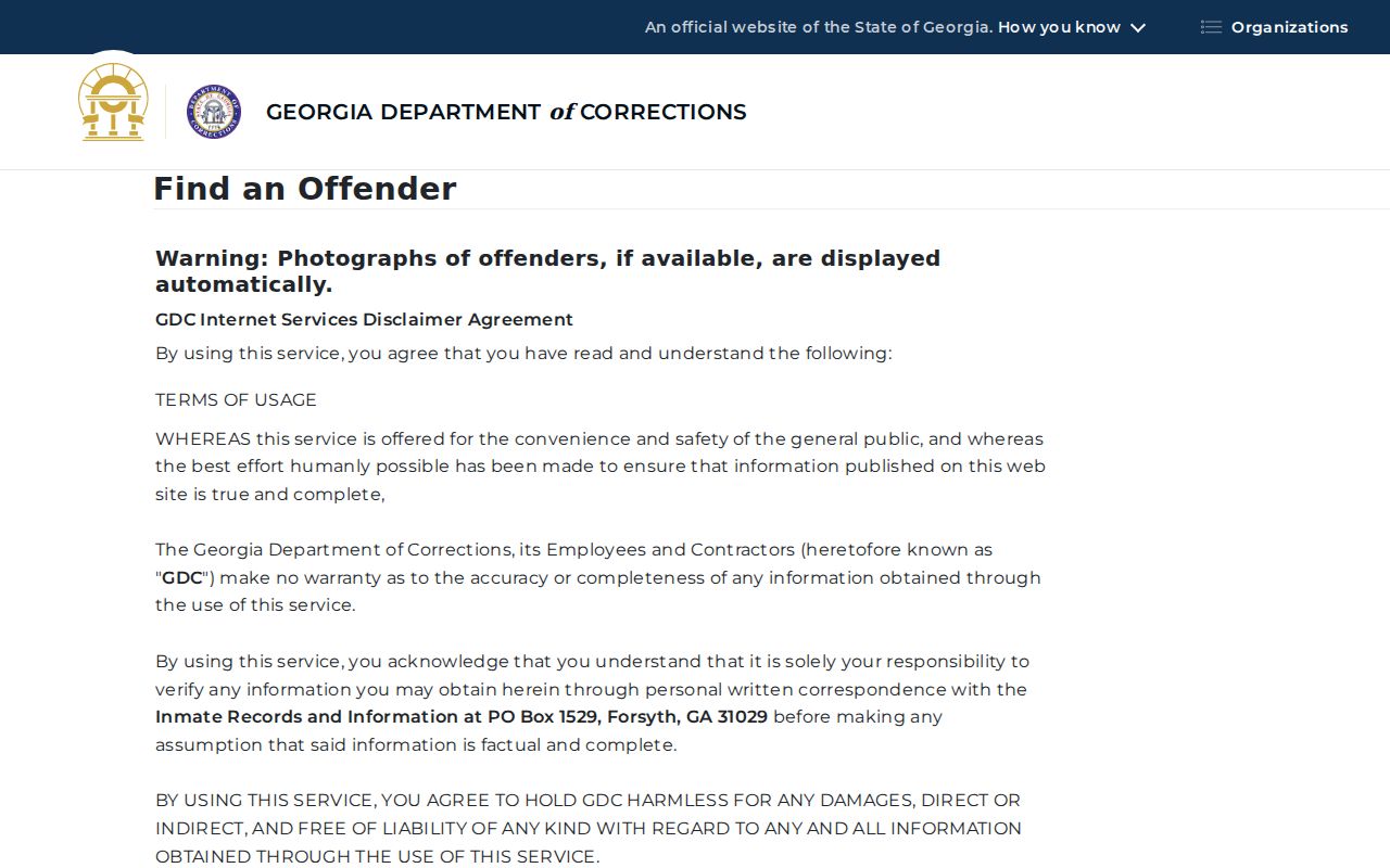 Georgia Department of Corrections offender query