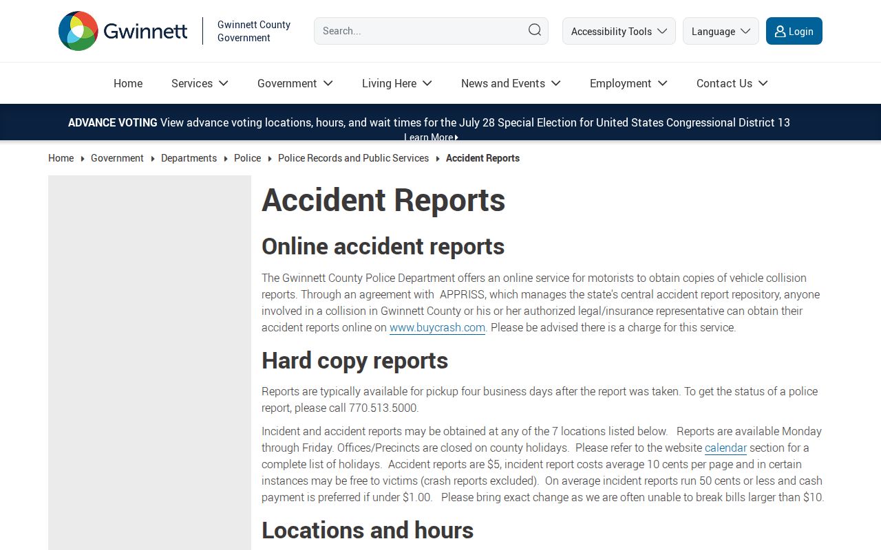 Gwinnett Police report pickup and fee information