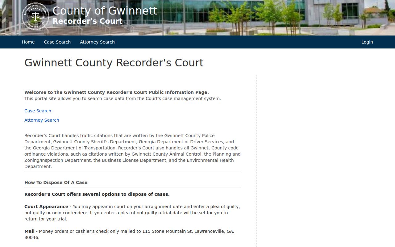 Gwinnett Recorder's Court public portal