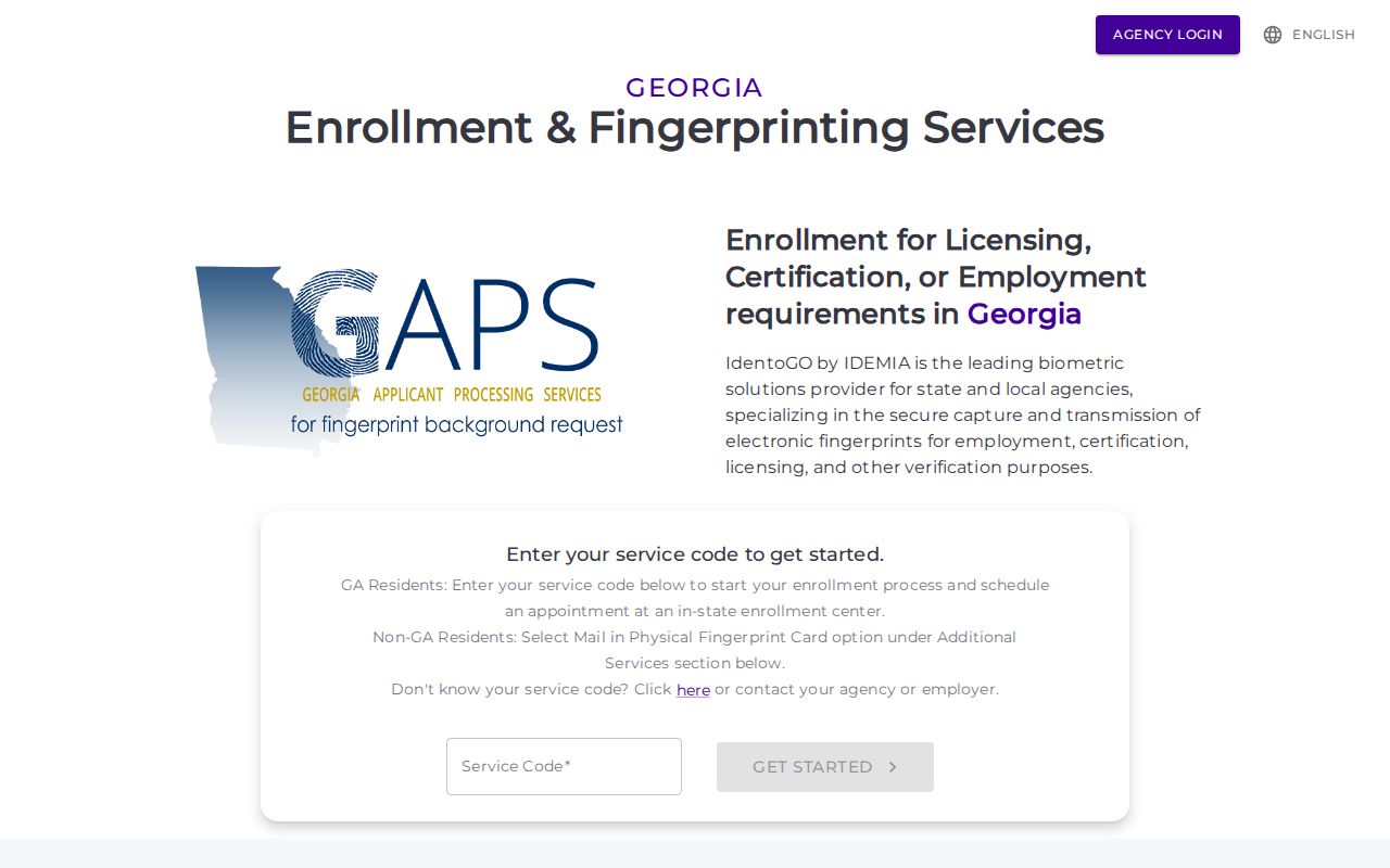 Gwinnett County criminal history IdentoGO fingerprint appointments